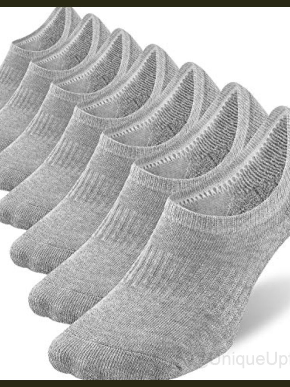 No Show Socks 7 Pairs Thin Non Slip Heel Grip Cotton Low Cut Invisible Gray